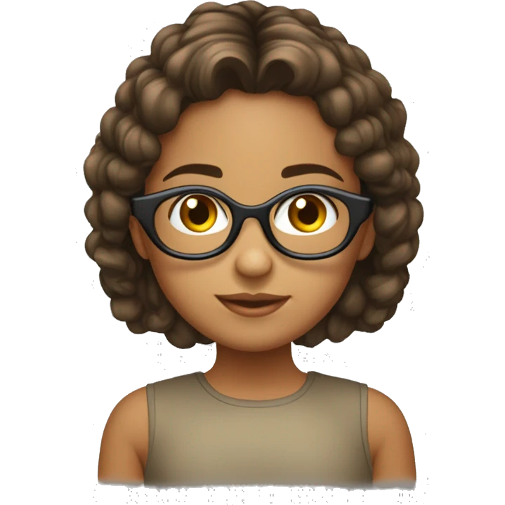 Niña de 11 años con cabello largo castaño  lentes redondos emoji
