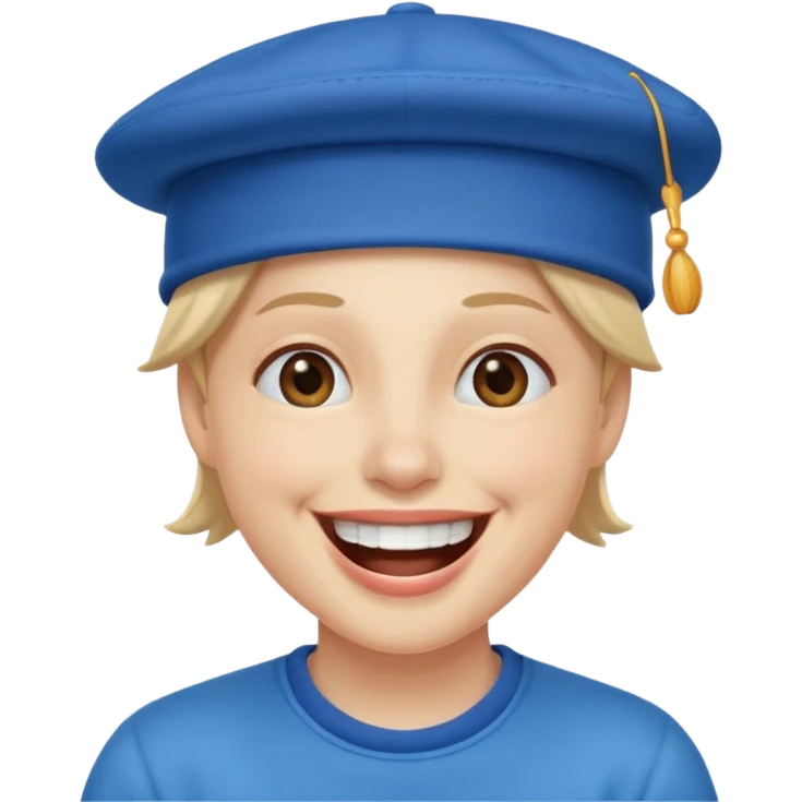 A laughing person wearing a blue hat emoji