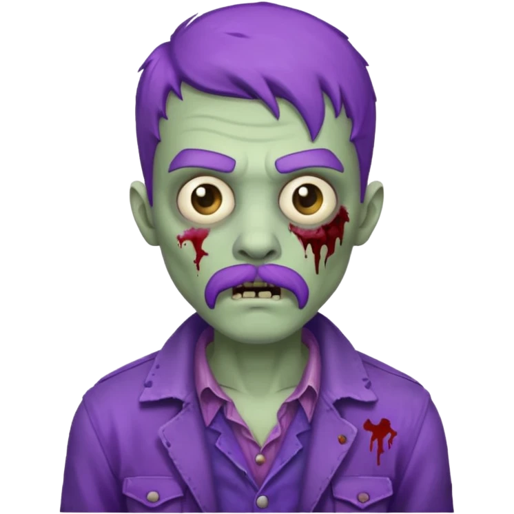 young zombie with purple mustache emoji