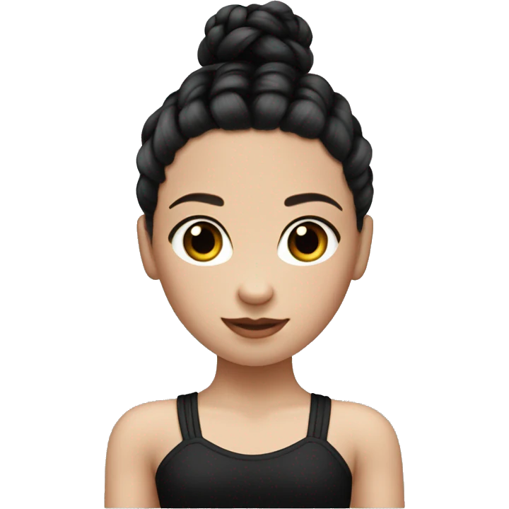 White skin black french braided hair girl with a black leotard emoji