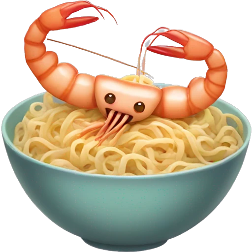 Shrimp eating buldak noodles emoji