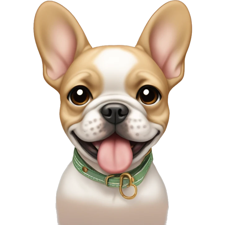 tan puppy frenchie with a sperry on her mouth  emoji