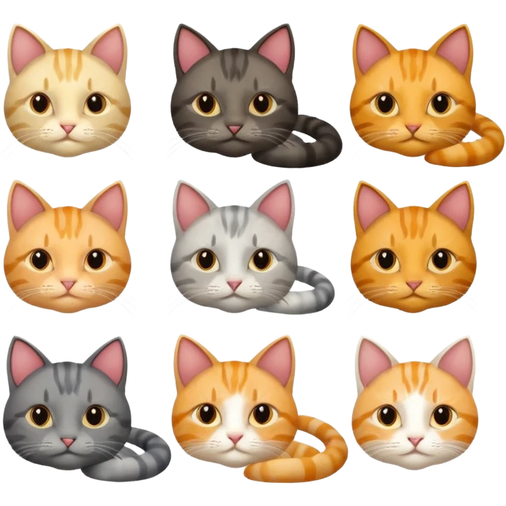 6 realistic looking cats with different natural coloured coats
 emoji