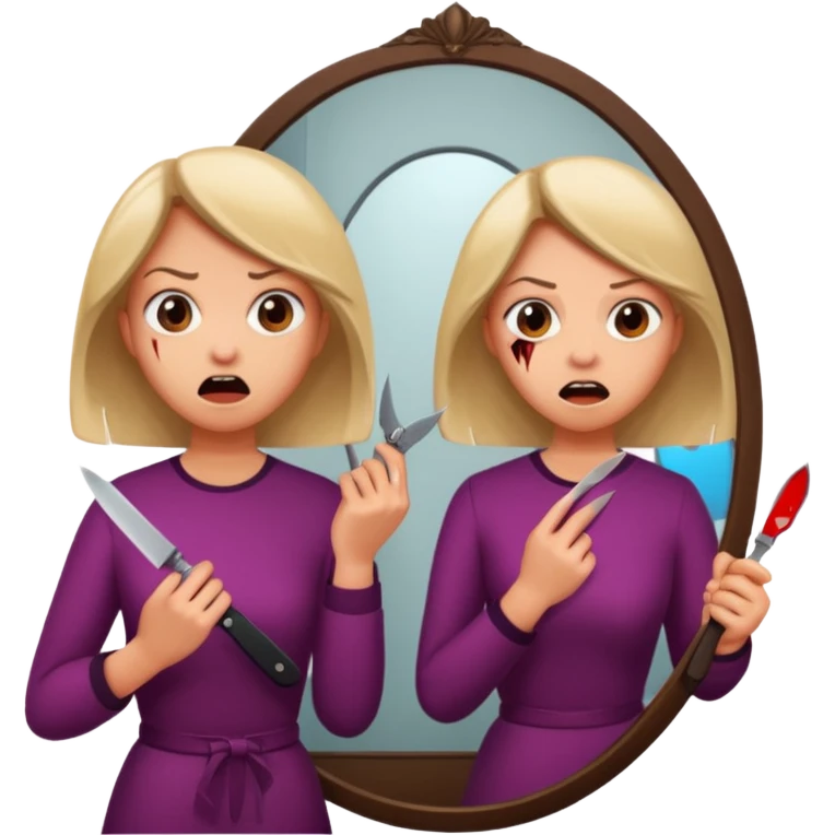 Killer behind woman on mirror emoji