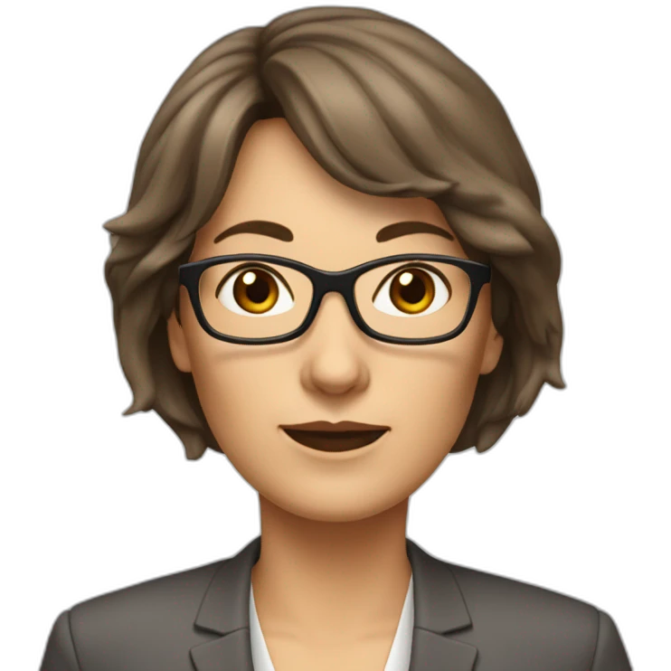 middle-aged accounting woman with middle-lenght brown hairs, a bang and glasses emoji