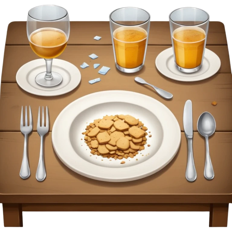 dirty table with empty plates and glasses emoji