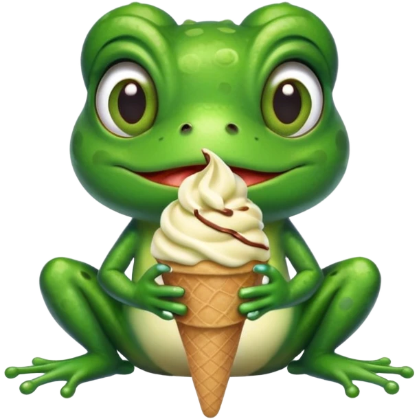 Frog eating an ice cream emoji