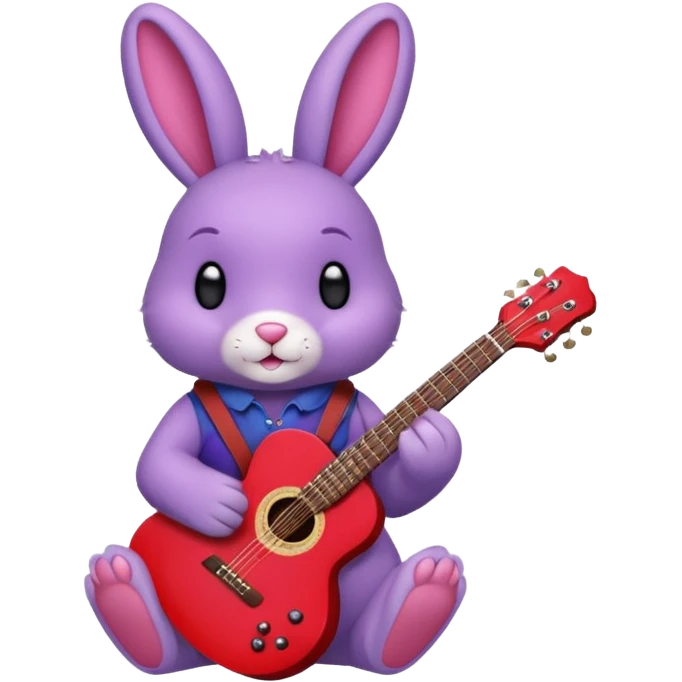 Bonnie the purple bunny holding a red guitar emoji