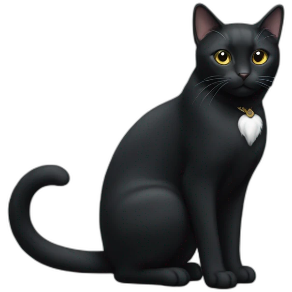 Black cat standing with white paws and white chest emoji