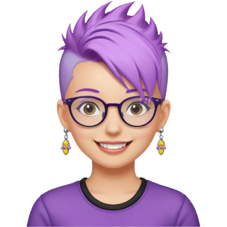 light purple hair girl mohawk with earrings and glassess emoji