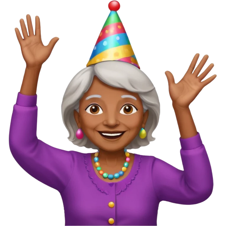 Old lady hands up raise the roof dancing  like she doesn’t care  emoji
