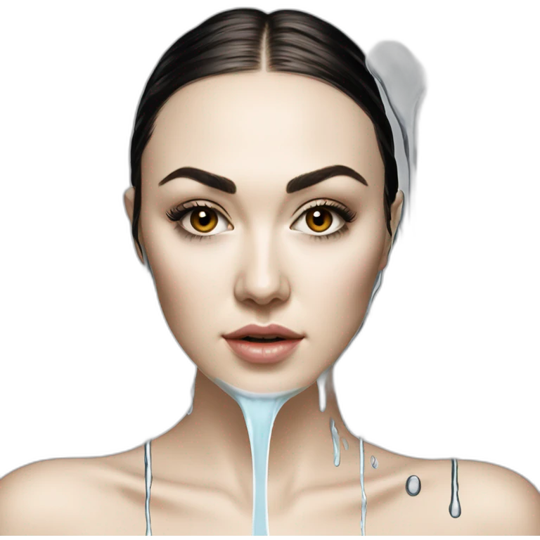 Sasha Grey with white coloured water dripping from herface emoji