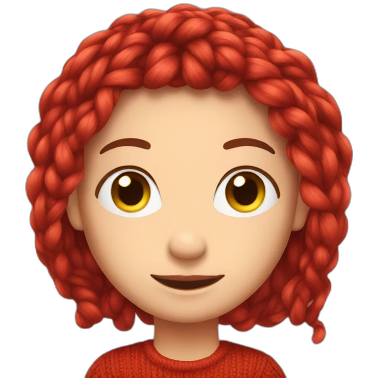 red, yarn-like hair emoji