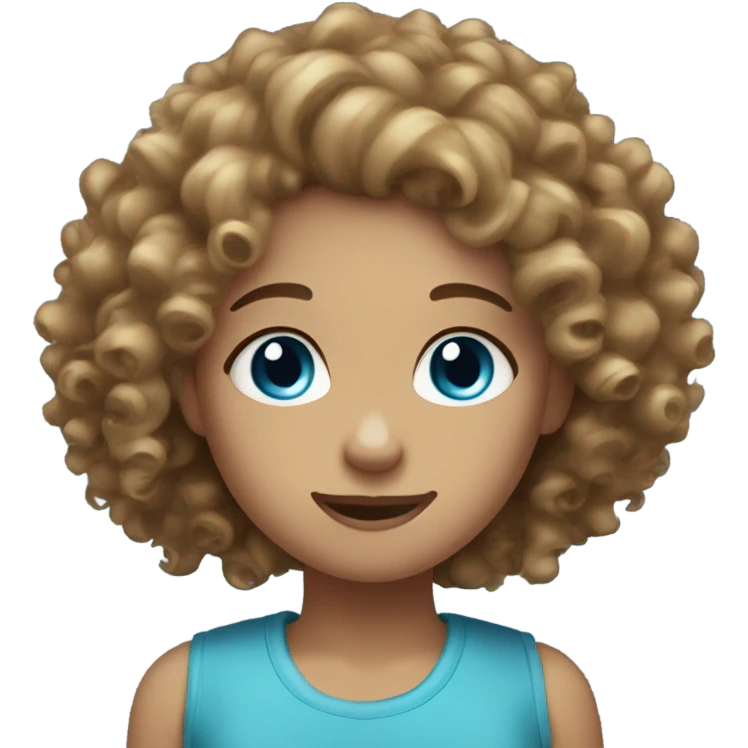 Curly hair blue eyes girl with one arm  emoji