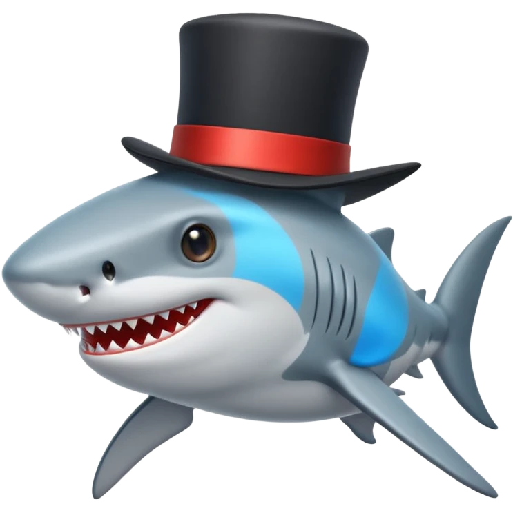 Shark with a top hat emoji
