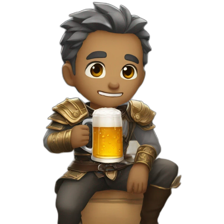 Lineage 2 kamael drinking beer emoji
