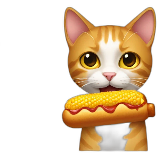 Cat eating corn dog emoji
