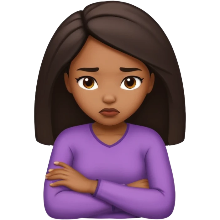 African American girl pouting arms crossed emoji