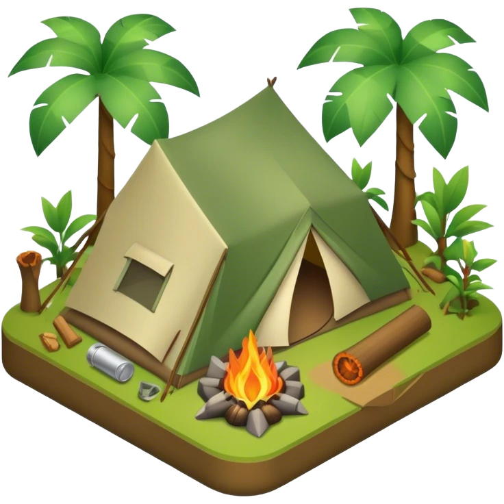 3d-isometric- jungle with camping emoji