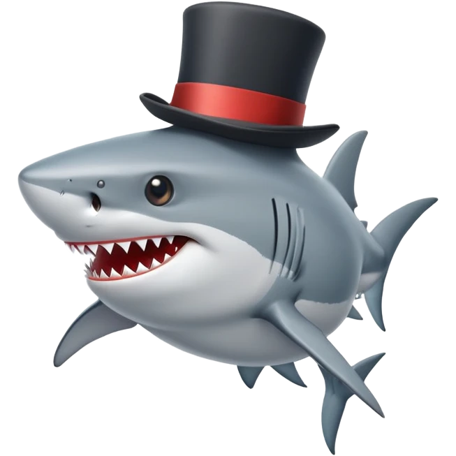 Shark with a top hat emoji