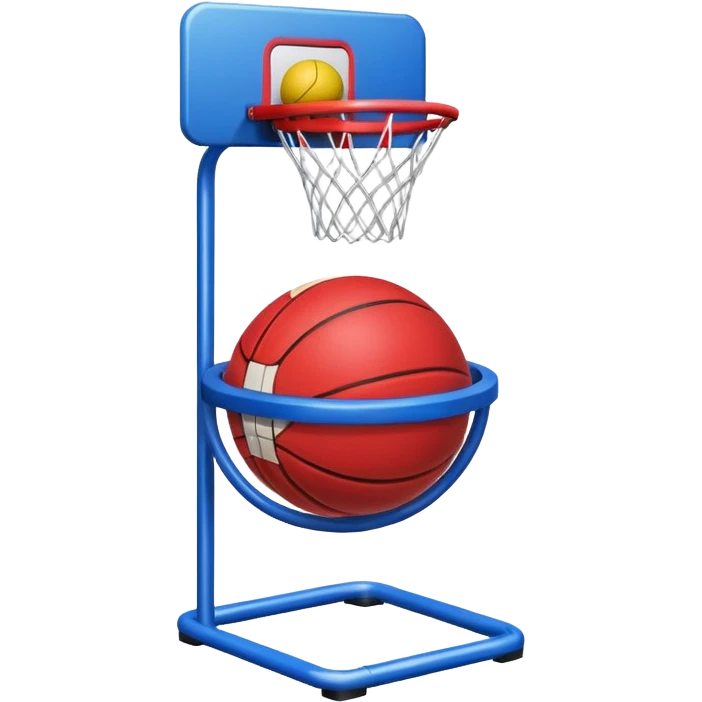 basket stand with ball (#00A3E0) and red (#F9423A) emoji
