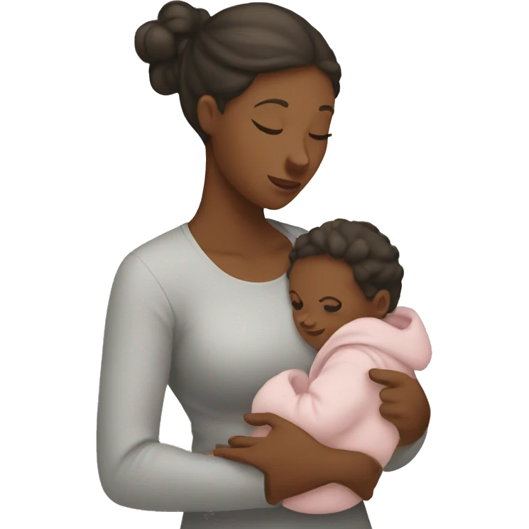 Mom holds the baby in her arms facing each other emoji