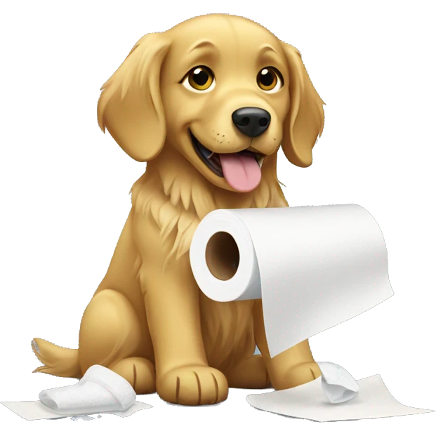golden retriever eating toilet paper  emoji