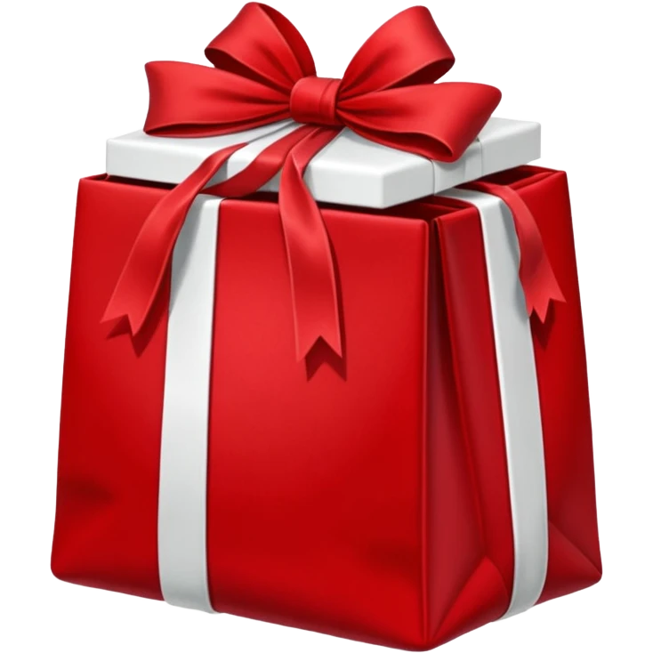 red Christmas bag with red gift boxes with white bows emoji