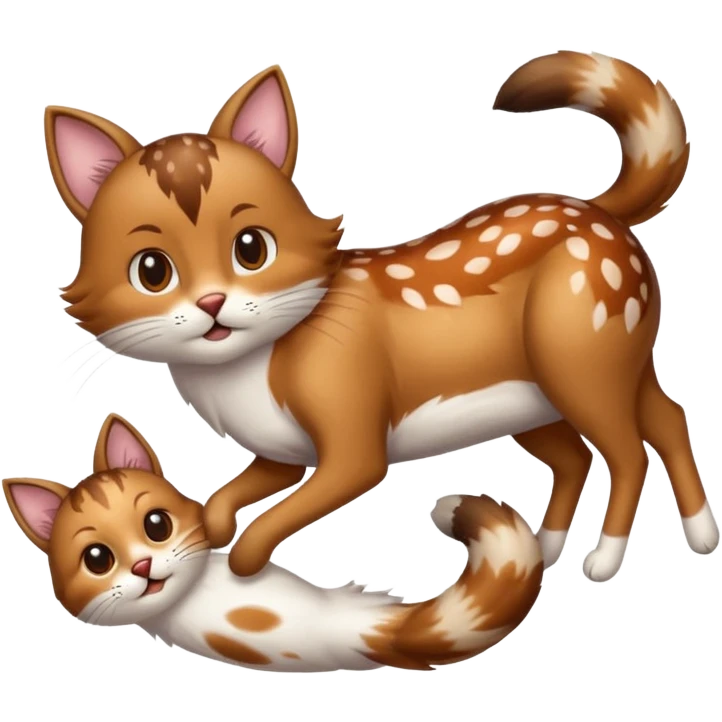 Cat kicking inside deer’s stomach, emoji