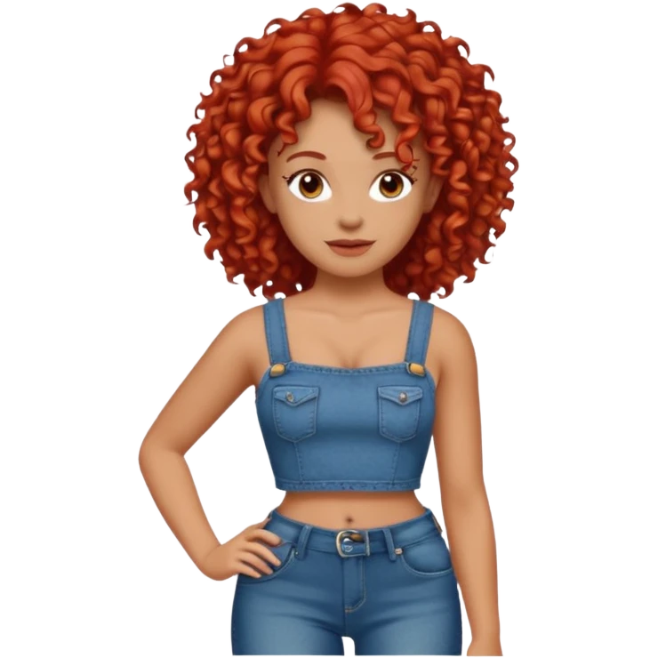 OGER with red curly hair that looks Mexican that is big and fat wearing jeans and a crop top emoji