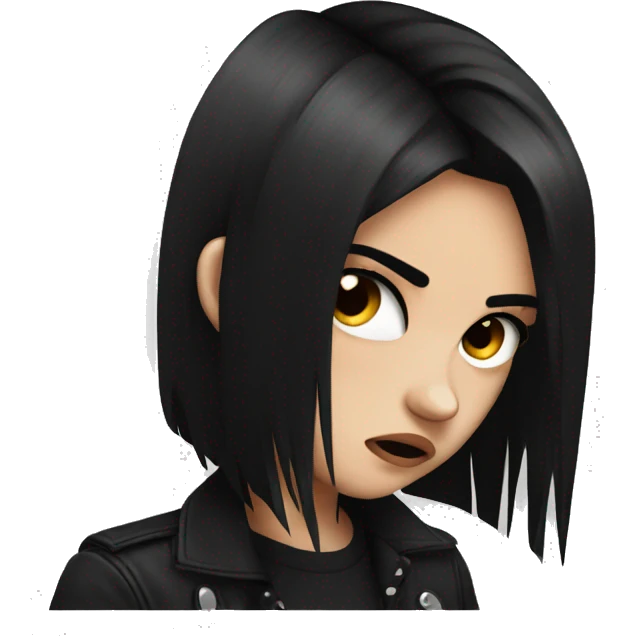emo angry girl emoji black hair emoji