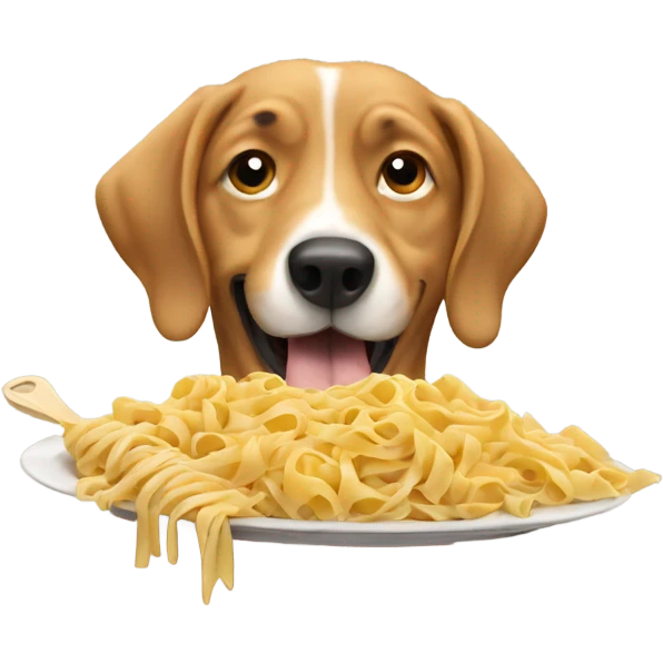 Dog eating pasta emoji