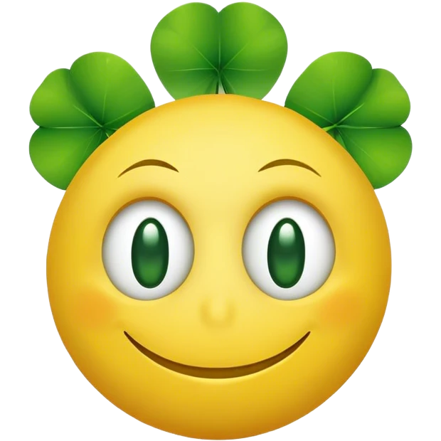 Smiley face with shamrock eyes emoji