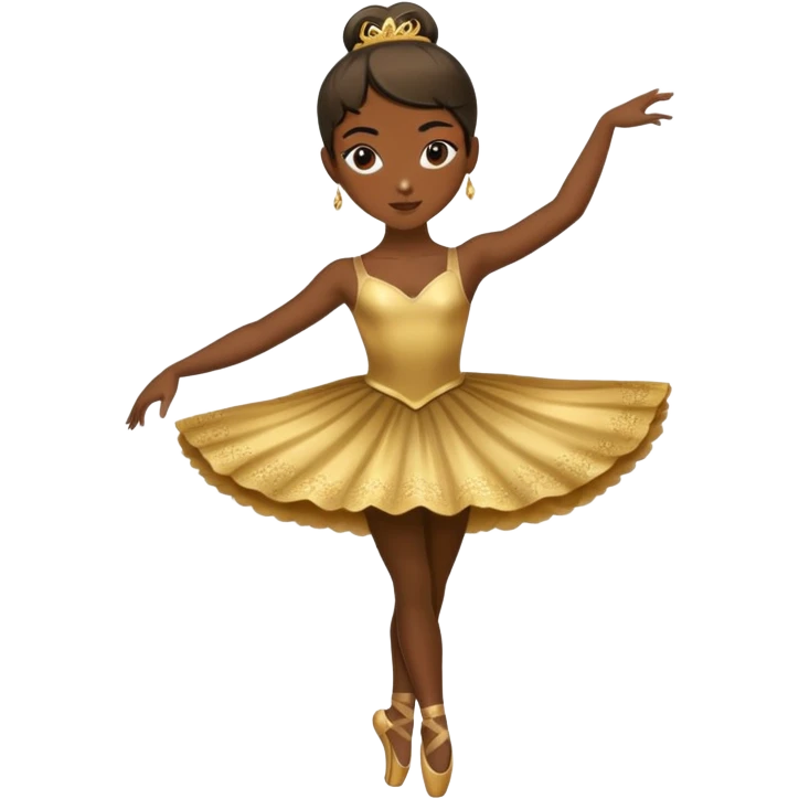 dark-skinned ballerina wearing golden outfit emoji