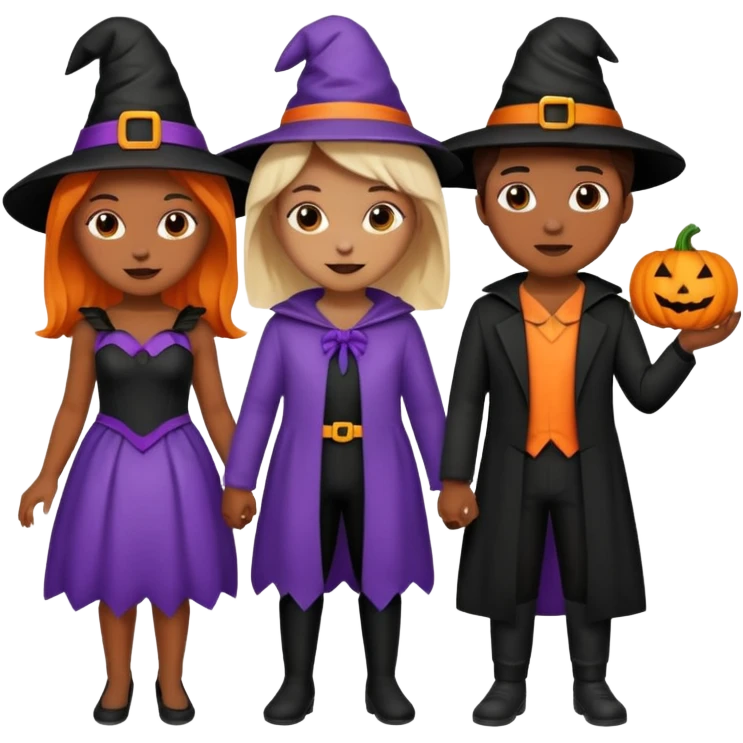 Three best friends cute Halloween emoji