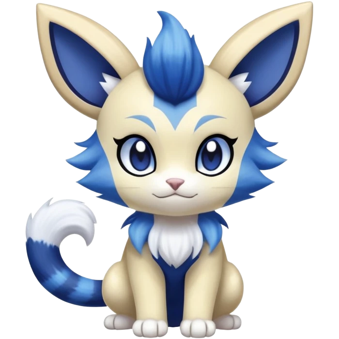 Shiny Cute Adorable Meowth-Luxio-Meowstic-Hybrid-Creature with pattern-markings emoji