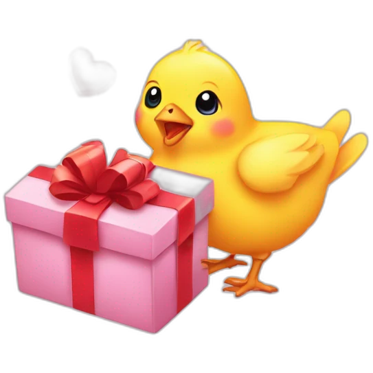 baby chick with hearts handing over a gift emoji