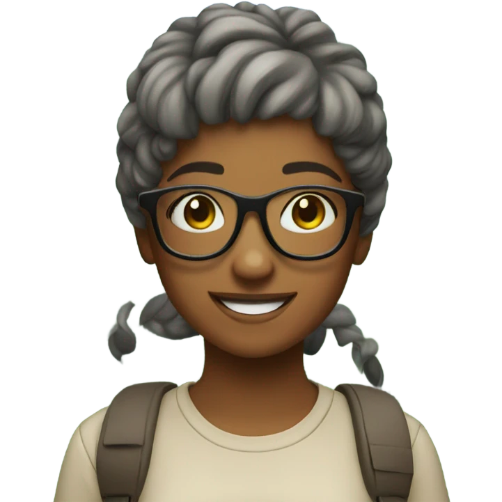 cheerful girl in nature with glasses emoji
