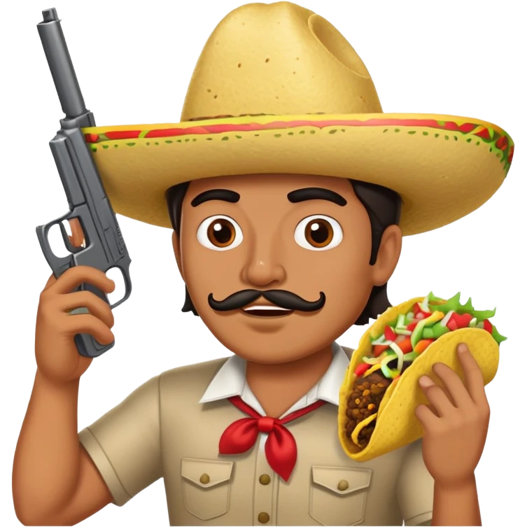 mexican man eating taco with gun emoji