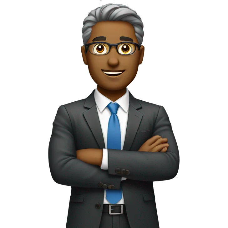 A businessman with presenting emoji