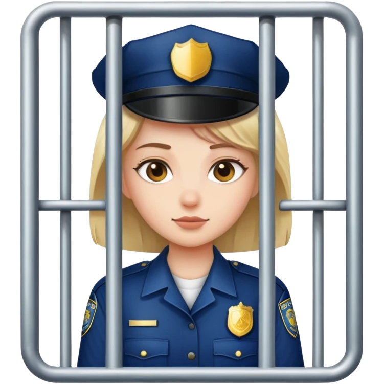 The girl is behind bars with a policeman. emoji
