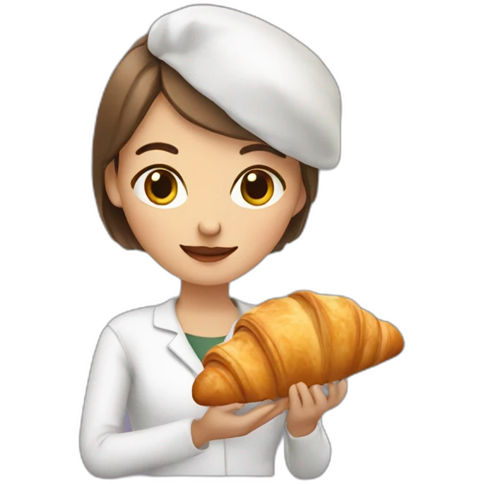 French Girl Holding a Croissant emoji