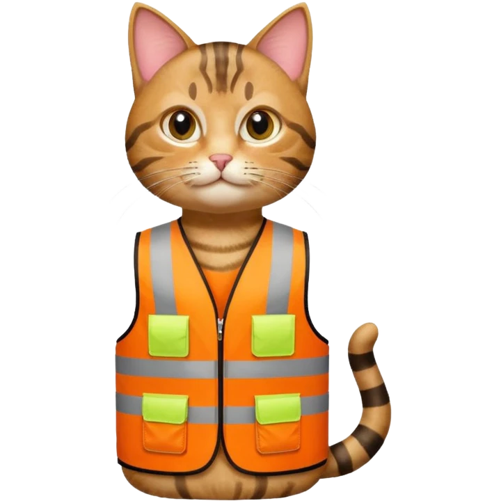 tabby cat in hi-vis clothing facing right emoji