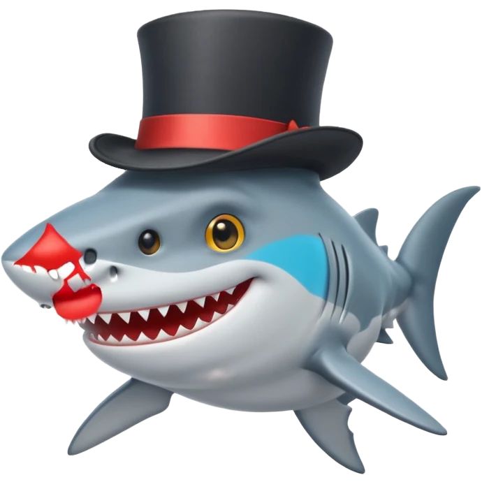 Shark with a top hat emoji