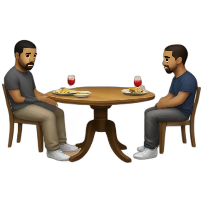 Table for 2 people . there Kanye West and Drake emoji