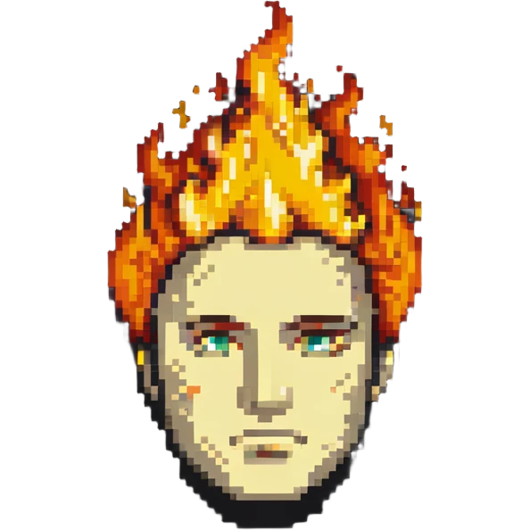 head with fire, expressionless face emoji
