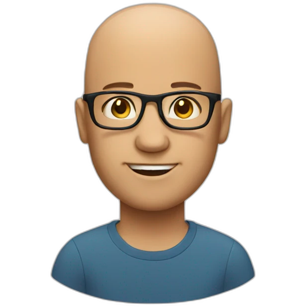emoji of bald guy with glasses emoji