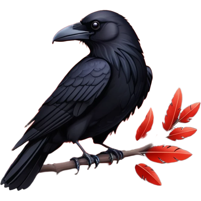 black raven against the backdrop of the red moon emoji