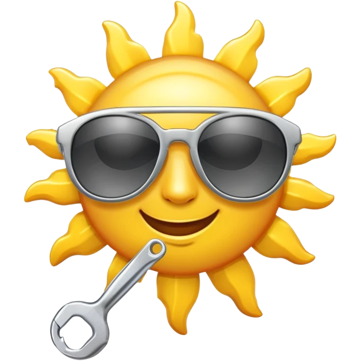 Sun with sunglasses and a wrench emoji