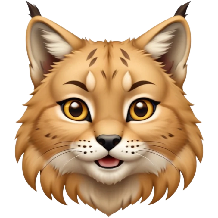 Cinematic-realistic cute-Lynx-Portrait-Emoji – Head tilted dramatically with an exaggeratedly amused expression, featuring a thick, tufted golden-brown coat with striking black ear tufts, wide, expressive amber eyes filled with playful disbelief zoomed out showing shoulders emoji